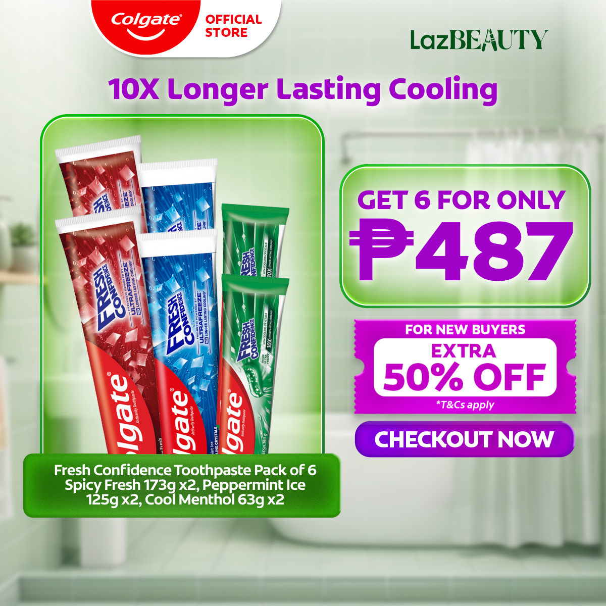 Colgate Fresh Confidence toothpaste pack of six promotional image